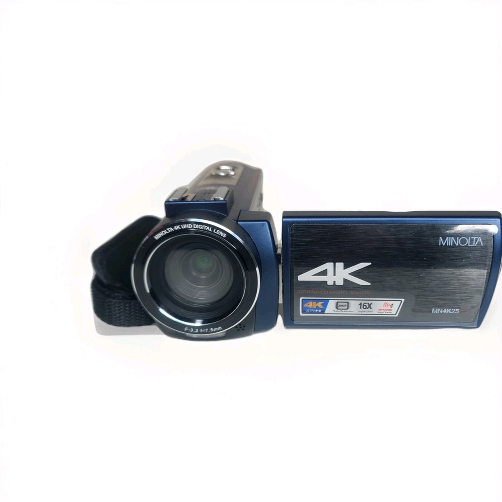 Minolta MN4K25NV 4K Camcorder Camera Blue Night Vision Touch‎ Screen SD Card